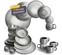 Conjunto de vajilla SPRINGLANE Misty Cliff, 72 piezas, juego de mesa de gres para 12 personas