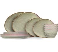Conjunto de vajilla "Trentino" de Cosy & Trendy, diseño orgánico, para 4 personas (12 piezas): 4 platos principales, 4 platos para el desayuno y 4 cuencos para sopa