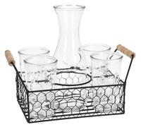 Conjunto de vasos: 4 vasos de 450 ml + jarra de 1 litro, incluye soporte de metal