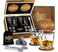 Conjunto de vasos para whisky - Set de regalo de whisky para hombres - Vasos para whisky - Regalo para hombre - Caja de regalo, vasos para whisky, piedras y accesorios