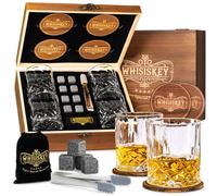 Conjunto de vasos para whisky - Set de regalo de whisky para hombres - Vasos para whisky - Regalo para papá - Caja de regalo, vasos tipo tumbler, piedras y accesorios