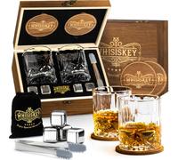 Conjunto de vasos para whisky - Set de regalo de whisky para hombres - Vasos para whisky - Regalo para papá - Caja de regalo, vasos tipo tumbler, piedras y accesorios