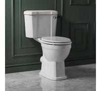 Conjunto de WC Tradicional Elevado con Inodoro Monobloque con Cisterna - Palanca de Descarga Cromada y Negra - Tapa Blanca