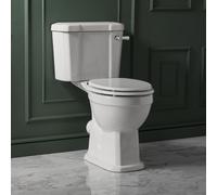 Conjunto de WC Tradicional Elevado con Inodoro Monobloque con Cisterna - Palanca de Descarga Cromada y Blanca - Tapa Blanca