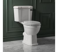 Conjunto de WC Tradicional Elevado con Inodoro Monobloque con Cisterna - Palanca de Descarga Negra - Tapa Blanca