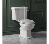 Conjunto de WC Tradicional - Inodoro Monobloque con Cisterna - Palanca de Descarga Cromada y Blanca - Tapa Blanca