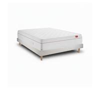 Conjunto deluxe ortopédico 200 x 90 cm, colchón muelles ensacados 27 cm, somier de láminas y patas de madera 15 cm.