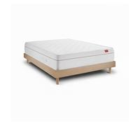 Conjunto deluxe ortopédico milano taupe 200 x 90 cm, colchón muelles ensacados 27 cm, kit cama 15 cm, altura total 57 cm, tapizado terciopelo, patas madera fsc®.