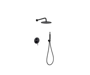 Conjunto ducha empotrado Imex Monza Black Gun Metal 2 vías - Negro / Rociador con tubo salida pared