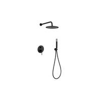 Conjunto ducha empotrado Imex Monza Black Gun Metal 2 vías - Negro / Rociador con tubo salida techo