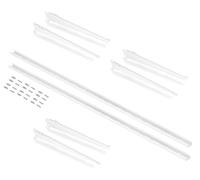 Conjunto Emuca para 3 estantes, con soportes y fijaciones para pared, modelo Jagmet, longitud 280 mm, acero, con pintura blanca