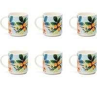 Conjunto Excelsa "Set 6" de 6 tazas de espresso "Fiori Frida", fabricadas en porcelana de hueso de alta calidad con motivos coloridos
