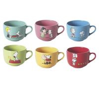 Conjunto Excelsa Set 6 tazas grandes "Peanuts" de cerámica esmaltada de colores