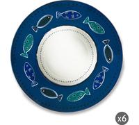 Conjunto Excelsa "Set" con 6 platos hondos de cerámica "Ocean", de 28,5 cm de diámetro, en colores variados