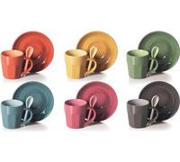 Conjunto Excelsa "Set" con 6 tazas de espresso y sus platillos, colección "Abbraccio", cerámica, 10 e colores variados