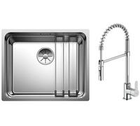 Conjunto fregadero de acero Blanco Etagon 500-U 521841, grifo de cocina Oltens Duf 35203100