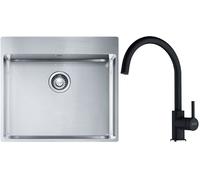 Conjunto fregadero de acero Franke Box 127.0369.295, grifo de cocina Franke Lina 115.0626.020