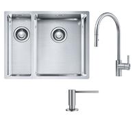 Conjunto fregadero de acero Franke Box 127.0369.916, grifo de cocina Franke Eos 115.0590.045, 112.0717.084