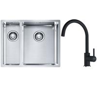 Conjunto fregadero de acero Franke Box 127.0369.916, grifo de cocina Franke Lina 115.0626.019