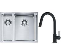 Conjunto fregadero de acero Franke Box 127.0369.916, grifo de cocina Franke Lina 115.0626.053