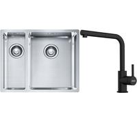Conjunto fregadero de acero Franke Box 127.0369.916, grifo de cocina Franke Lina 115.0712.435