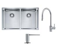 Conjunto fregadero de acero Franke Box 127.0370.188, grifo de cocina Franke Eos 115.0590.045, 112.0717.084