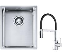 Conjunto fregadero de acero Franke Box 127.0453.653, grifo de cocina Franke Lina 115.0626.085
