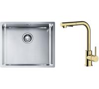 Conjunto fregadero de acero Franke Box 127.0453.656, grifo de cocina Oltens Myvat 35205800