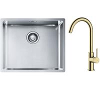 Conjunto fregadero de acero Franke Box 127.0453.656, grifo de cocina Oltens Skafta 35206800
