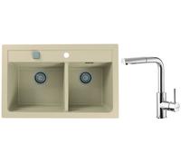Conjunto fregadero de granito Alveus Atrox 1131999, grifo de cocina Alveus Siros 1129047