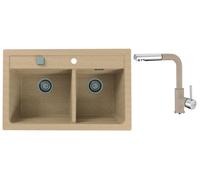 Conjunto fregadero de granito Alveus Atrox 1132000, grifo de cocina Alveus Siros 1129045