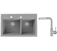 Conjunto fregadero de granito Alveus Atrox 1132001, grifo de cocina Alveus Siros 1129044