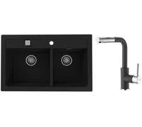 Conjunto fregadero de granito Alveus Atrox 1132002, grifo de cocina Alveus Siros 1129048