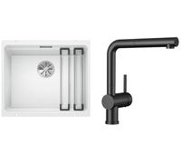 Conjunto fregadero de granito Blanco Etagon 500-U 522231, grifo de cocina Blanco Linus-S 525807