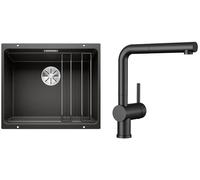 Conjunto fregadero de granito Blanco Etagon 500-U 525887, grifo de cocina Blanco Linus-S 525807