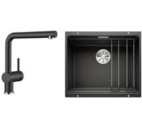 Conjunto fregadero de granito Blanco Etagon 500-U 525887, grifo de cocina Blanco Linus-S 526148