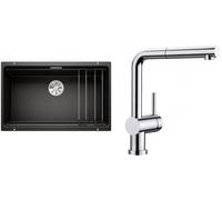 Conjunto fregadero de granito Blanco Etagon 700-U 525891, grifo de cocina Blanco Linus-S-F 514023