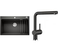 Conjunto fregadero de granito Blanco Etagon 8 525892, grifo de cocina Blanco Linus-S 526148