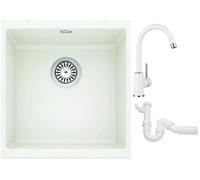 Conjunto fregadero de granito Blanco Rotan 400-U 521334, grifo de cocina Blanco Mida 519418, 137267