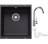 Conjunto fregadero de granito Blanco Rotan 400-U 526097, grifo de cocina Blanco Mida 517742, 137267