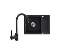 Conjunto fregadero de granito Deante Zorba ZQZ_211A, grifo de cocina Deante Nemezja BEN_262M