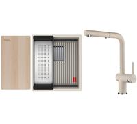 Conjunto fregadero de granito Franke Kanon 125.0749.646, grifo de cocina Franke Active 115.0653.388