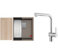 Conjunto fregadero de granito Franke Kanon 125.0749.647, grifo de cocina Franke Atlas Neo 115.0741.710