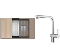 Conjunto fregadero de granito Franke Kanon 125.0749.667, grifo de cocina Franke Atlas Neo 115.0741.710
