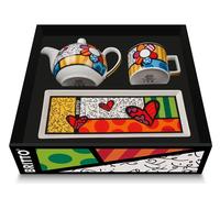Conjunto Gilde de 3 piezas, que incluye: plato, taza/vaso, tetera, diseño "Flower", porcelana, multicolor, unidad de venta: 1, dimensiones: largo 10 cm, ancho 26 cm. Código: 81360