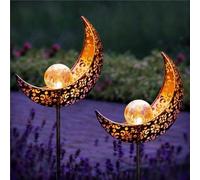 Conjunto grande de 2 lámparas solares para jardín: iluminación y decoración para jardín. Focos solares para jardín que funcionan con energía solar