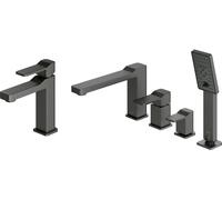 Conjunto grifo de bañera y ducha Omnires Slide SL7732GR, grifo para lavabo Omnires Slide SL7710GR