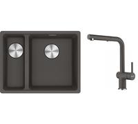 Conjunto grifo de cocina Franke Active L Pull-Out Spray 115.0721.464, fregadero de granito Franke Maris 125.0716.378