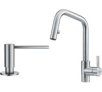 Conjunto grifo de cocina Franke Eos 115.0529.207, dispensador de líquidos Franke Atlas 112.0717.084