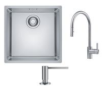 Conjunto grifo de cocina Franke Eos 115.0590.045, fregadero de acero Franke Maris 122.0525.224, 112.0717.084